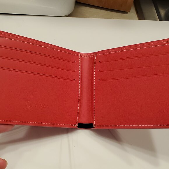 Cookies Red Leather Embossed Monogram Billfold Wallet/Card Holder - Picture 2 of 8
